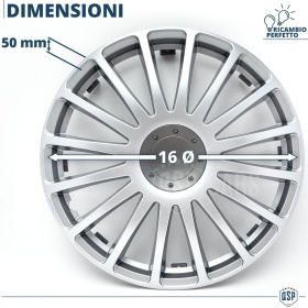 4 Car Wheel Trims Covers 16'' Inch Universal, Silver Sports Trims 16 Spokes | MADE IN EU