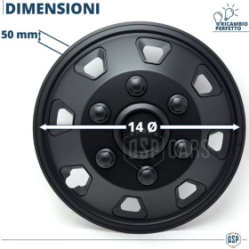 4 Car Wheel Trims Covers 14'' Inch Universal, Black Sports Trims Off-Road Design | MADE IN EU