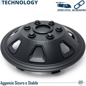 4 Car Wheel Trims Covers 14'' Inch Universal, Black Sports Trims Off-Road Design | MADE IN EU