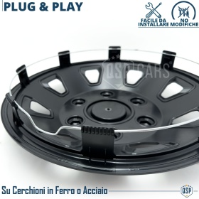 4 Car Wheel Trims Covers 14'' Inch Universal, Black Sports Trims Off-Road Design | MADE IN EU
