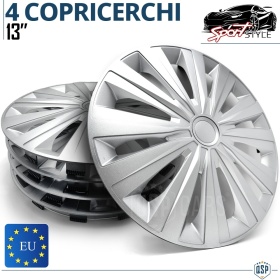 4 Car Wheel Trims Covers 13'' Inch Universal, Silver Sports Trims 12 Spokes | MADE IN EU
