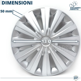 4 Car Wheel Trims Covers 13'' Inch Universal, Silver Sports Trims 12 Spokes | MADE IN EU