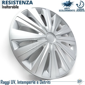 4 Tapacubos Embellecedores 15'' Pulgadas Universales, Plateadas, 12 Radios | HECHO EN UE