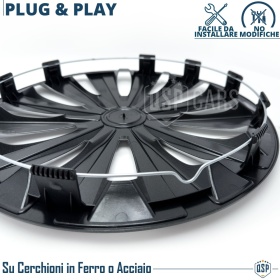 4 Tapacubos Embellecedores 16'' Pulgadas Universales, Plateadas, 12 Radios | HECHO EN UE