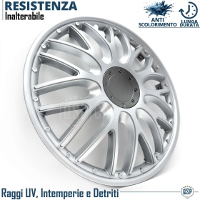 4 Tapacubos Embellecedores 13'' Pulgadas Universales, Plateadas, 10 Radios | HECHO EN UE