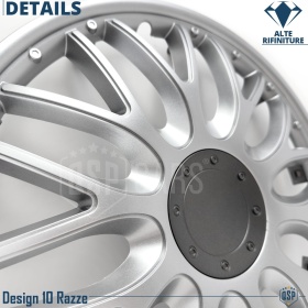 Set 4 Copricerchi Auto 14'' Pollici Universali, Coppette Sportive Silver 10 Razze | MADE IN EU