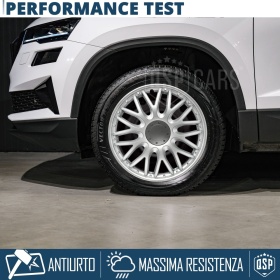 Set 4 Copricerchi Auto 14'' Pollici Universali, Coppette Sportive Silver 10 Razze | MADE IN EU
