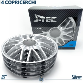 4 Tapacubos Embellecedores 16'' Pulgadas Universales, Plateadas, 10 Radios | HECHO EN UE