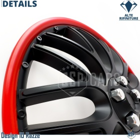 4 Tapacubos Embellecedores 14'' Pulgadas Universales, Negras Borde Rojo, 10 Radios | HECHO EN UE