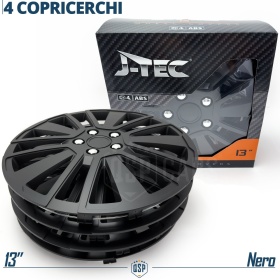 4 Tapacubos Embellecedores 13'' Pulgadas Universales, Negras, 15 Radios | HECHO EN UE