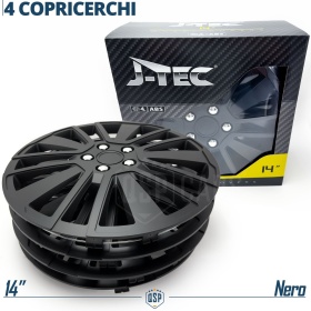 4 Tapacubos Embellecedores 14'' Pulgadas Universales, Negras, 15 Radios | HECHO EN UE