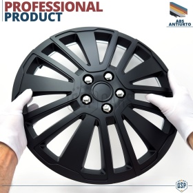 4 Tapacubos Embellecedores 16'' Pulgadas Universales, Negras, 15 Radios | HECHO EN UE