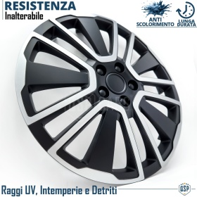 4 Tapacubos Embellecedores 13'' Pulgadas Universales, Plateadas y Negras, 15 Radios | HECHO EN UE