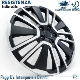 4 Tapacubos Embellecedores 16'' Pulgadas Universales, Plateadas y Negras, 15 Radios | HECHO EN UE