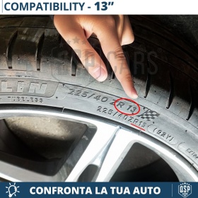 4 Tapacubos Embellecedores 13'' Pulgadas Universales, Plateadas y Negras, 5 Radios | HECHO EN UE