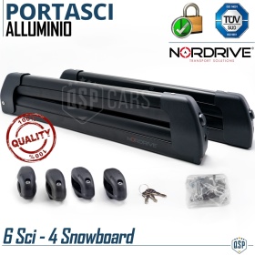 PORTAESQUÍS de Coche para Barras de Techo NORDRIVE 6 PARES de Esquís | Aprobado TÜV GS