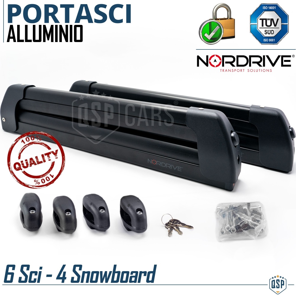 PORTAESQUÍS de Coche para Barras de Techo NORDRIVE 6 PARES de Esquís | Aprobado TÜV GS