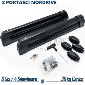 PORTAESQUÍS de Coche para Barras de Techo NORDRIVE 6 PARES de Esquís | Aprobado TÜV GS