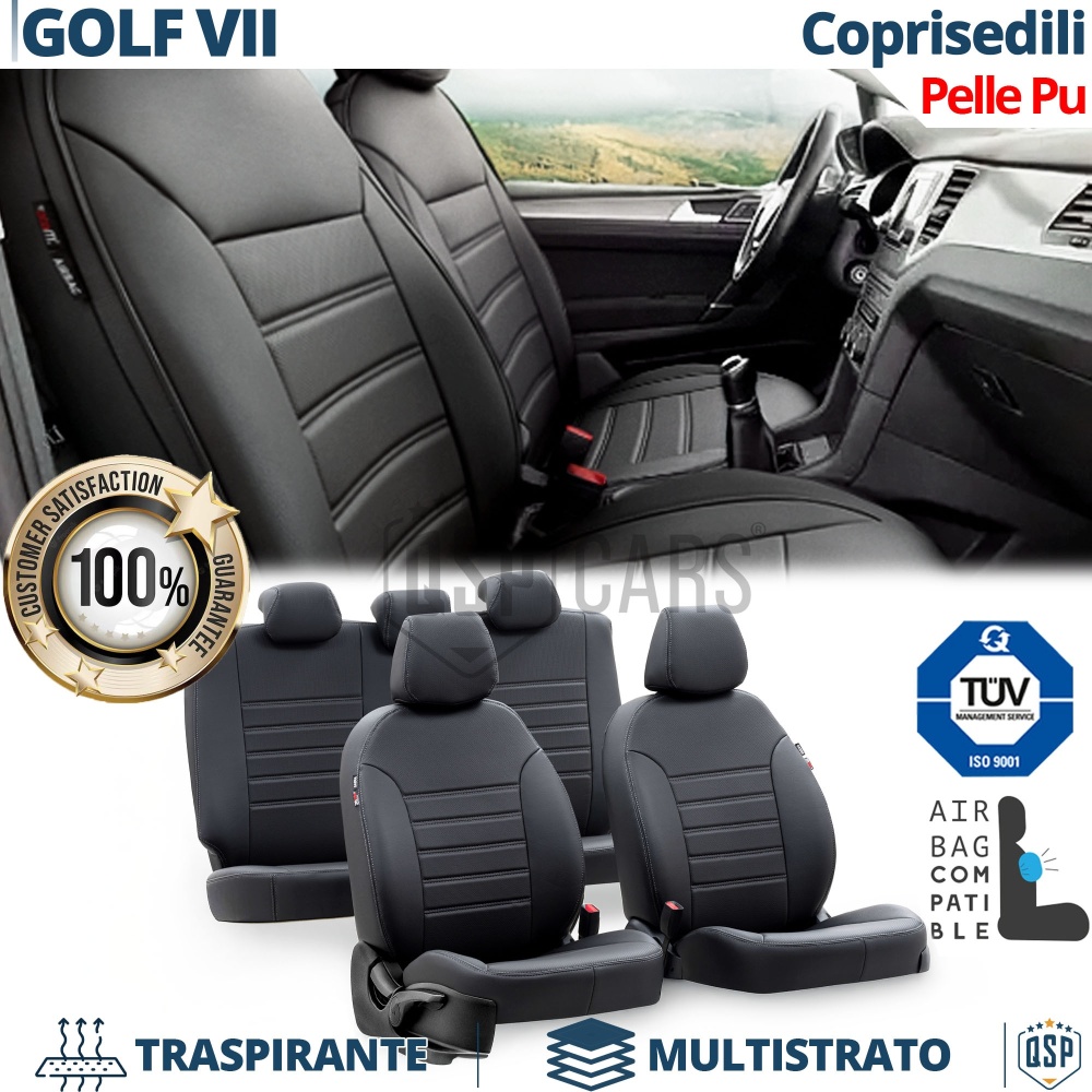 FUNDAS ASIENTOS para VW Golf 7 ESPECÍFICAS en CUERO Pu Ngro | Juego Completo | Certificados TÜV
