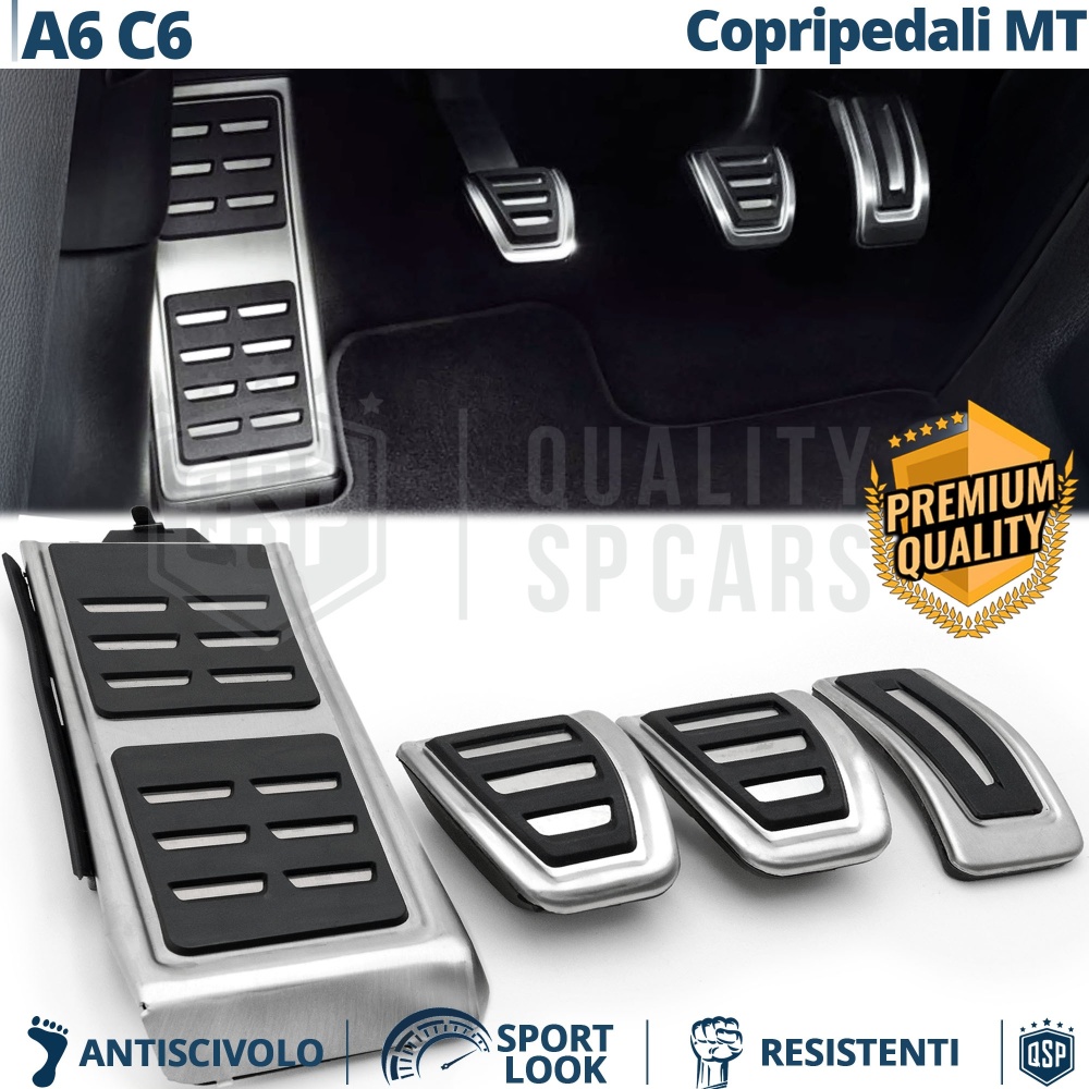 Sport PEDALKAPPEN für Audi A6 C6 Schaltgetriebe | Pedalabdeckungen aus Aluminium und Rutschfestem Gummi