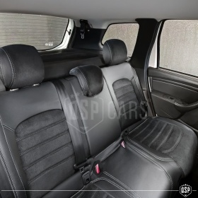 FUNDAS ASIENTOS para Dacia Duster 1 14-17 ESPECÍFICAS en CUERO Pu Ngro y Efecto Ante, | Juego Completo | Certificados TÜV