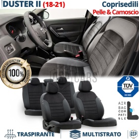 FUNDAS ASIENTOS para Dacia Duster 2 ESPECÍFICAS en CUERO Pu Ngro y Efecto Ante, | Juego Completo | Certificados TÜV