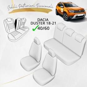 FUNDAS ASIENTOS para Dacia Duster 2 ESPECÍFICAS en CUERO Pu Ngro y Efecto Ante, | Juego Completo | Certificados TÜV
