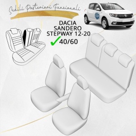 COPRISEDILI Per Dacia Sandero Stepway 2 SU MISURA, PELLE Pu ed Effetto Scamosciato Nero | Certificati TÜV