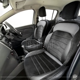 COPRISEDILI Per Dacia Sandero Stepway 2 SU MISURA, PELLE Pu ed Effetto Scamosciato Nero | Certificati TÜV