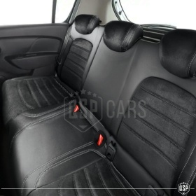 COPRISEDILI Per Dacia Sandero Stepway 2 SU MISURA, PELLE Pu ed Effetto Scamosciato Nero | Certificati TÜV