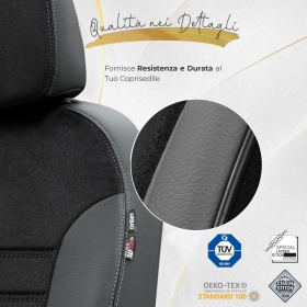 COPRISEDILI Per Dacia Sandero Stepway 2 SU MISURA, PELLE Pu ed Effetto Scamosciato Nero | Certificati TÜV