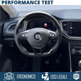 VOLANTE Deportivo para VW Polo AW1 18-21, Plano en Carbono y Piel | Reemplazo Ergonómico