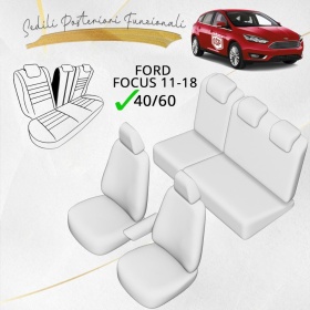 COPRISEDILI Per Ford Focus 3 SU MISURA, PELLE Pu ed Effetto Scamosciato Nero | Certificati TÜV