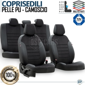 COPRISEDILI Per Ford Focus 3 SU MISURA, PELLE Pu ed Effetto Scamosciato Nero | Certificati TÜV