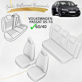FUNDAS ASIENTOS para VW Passat B6 ESPECÍFICAS en CUERO Pu Ngro y Efecto Ante, | Juego Completo | Certificados TÜV