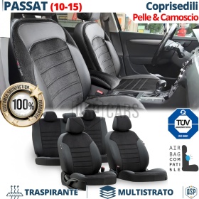 FUNDAS ASIENTOS para VW Passat B7 ESPECÍFICAS en CUERO Pu Ngro y Efecto Ante, | Juego Completo | Certificados TÜV