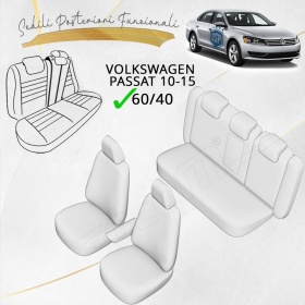 FUNDAS ASIENTOS para VW Passat B7 ESPECÍFICAS en CUERO Pu Ngro y Efecto Ante, | Juego Completo | Certificados TÜV