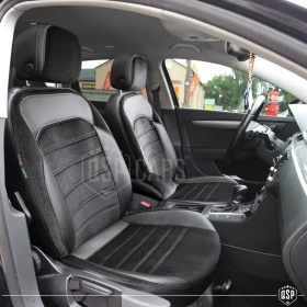 FUNDAS ASIENTOS para VW Passat B7 ESPECÍFICAS en CUERO Pu Ngro y Efecto Ante, | Juego Completo | Certificados TÜV