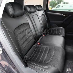 FUNDAS ASIENTOS para VW Passat B7 ESPECÍFICAS en CUERO Pu Ngro y Efecto Ante, | Juego Completo | Certificados TÜV