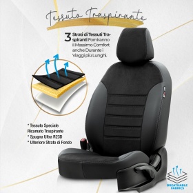 FUNDAS ASIENTOS para VW Passat B7 ESPECÍFICAS en CUERO Pu Ngro y Efecto Ante, | Juego Completo | Certificados TÜV