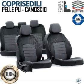 FUNDAS ASIENTOS para VW Golf 8 ESPECÍFICAS en CUERO Pu Ngro y Efecto Ante Gris | Juego Completo | Certificados TÜV