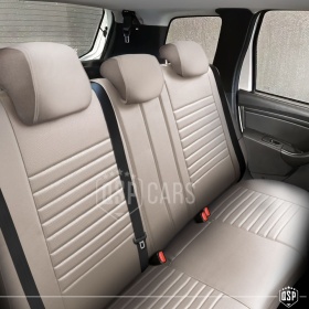 FUNDAS ASIENTOS Coche Universales en CUERO Pu Beige AJUSTE PERFECTO, COMPLETO Delantero + Trasero | Certificados TÜV