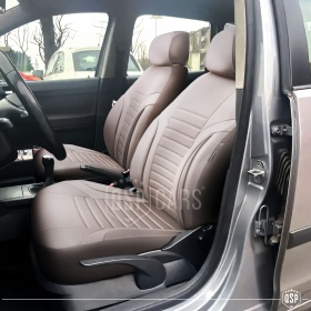 FUNDAS ASIENTOS Coche Universales en CUERO Pu Beige AJUSTE PERFECTO, COMPLETO Delantero + Trasero | Certificados TÜV