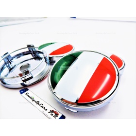 X4 TAPAS 60mm, Bandera ITALIANA tapabujes de ABS Cromo de Calidad PARA centro de llantas de aleación
