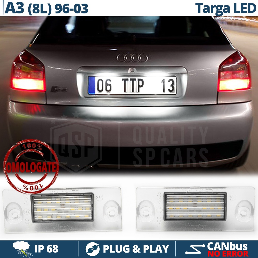 2 Luces de Matricula Full Led para Audi A3 (8L), Canbus 18 LED 6.500K Blanco Frío Plug & Play 2 Luces de Matricula Full Led para Audi A3 (8L), Canbus 18 LED 6.500K Blanco Frío Plug & Play