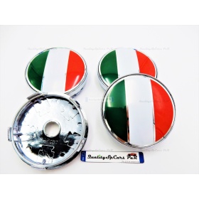 X4 TAPAS 60mm, Bandera ITALIANA tapabujes de ABS Cromo de Calidad PARA centro de llantas de aleación