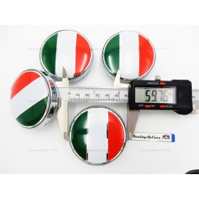 X4 TAPAS 60mm, Bandera ITALIANA tapabujes de ABS Cromo de Calidad PARA centro de llantas de aleación