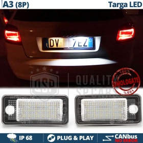 2 License Plate Full Led for Audi A3 8P, Canbus 6.500K White Ice, Plug & Play