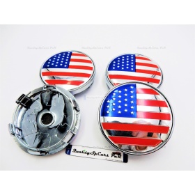 X4 TAPAS 60mm, Bandera EE.UU. tapabujes de ABS Cromo de Calidad PARA centro de llantas de aleación