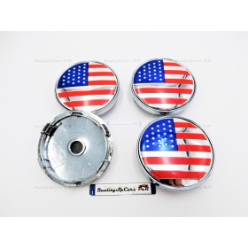 X4 TAPAS 60mm, Bandera EE.UU. tapabujes de ABS Cromo de Calidad PARA centro de llantas de aleación